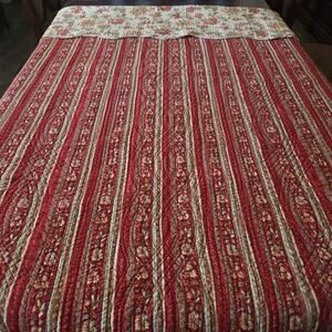 Bed Quilt F/Q Floral Botanical Stripe Cotton Reversible Valentine Americana Prim